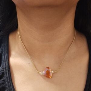 Orange Heart Pendant Necklace